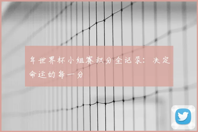 年世界杯小组赛积分全记录:决定命运的每一分